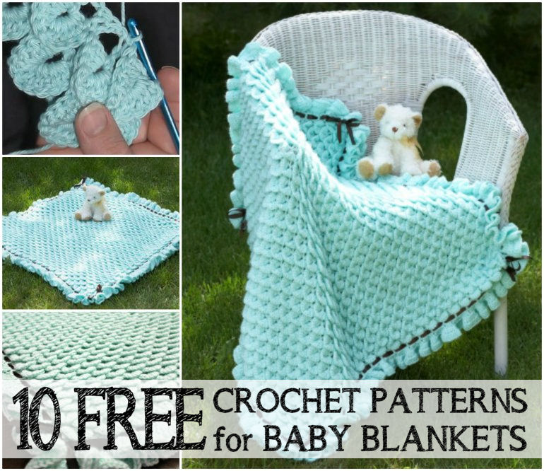 Ten Free Crochet Patterns & Tutorials for Baby Blankets @ 10GoneViral.com